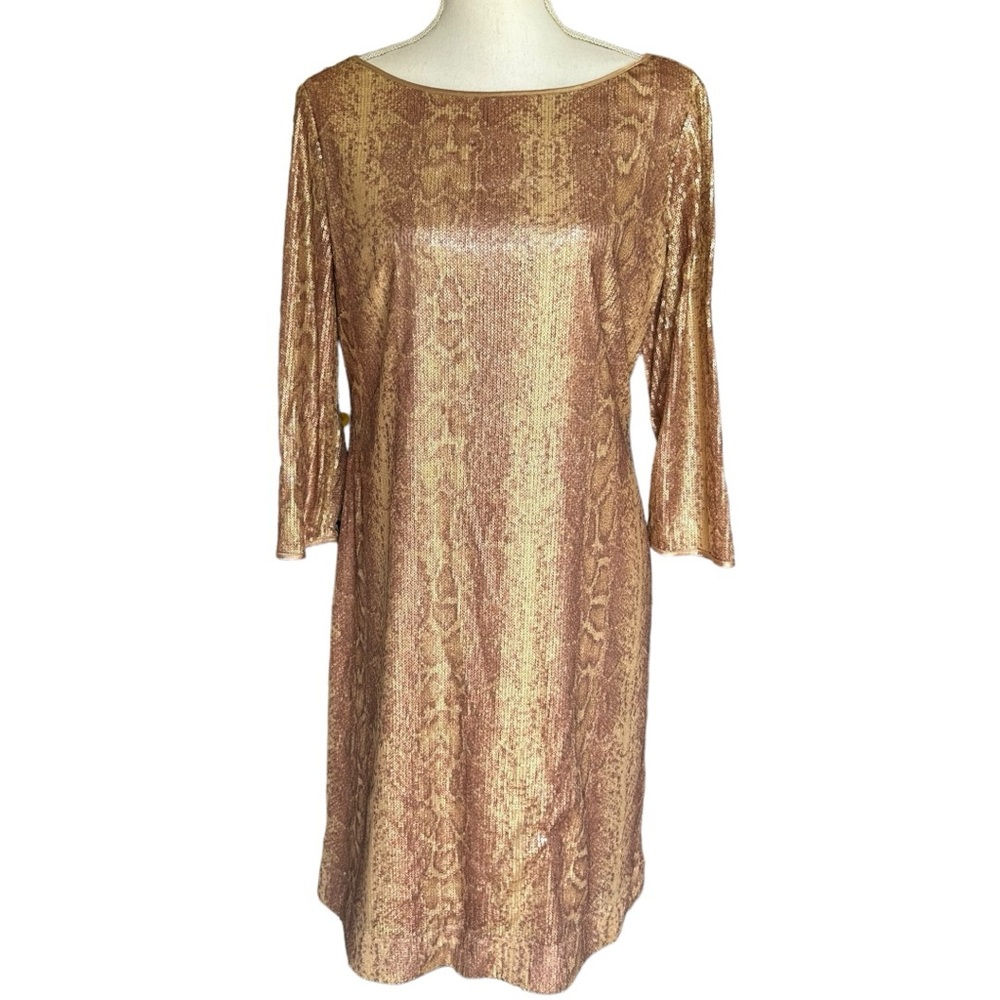 Tahari Gold Snake Sequin Dress
